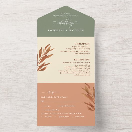 Moderne Hochzeit von Tone mit Perforation/UAWG All In One Einladung (Innen Boden)