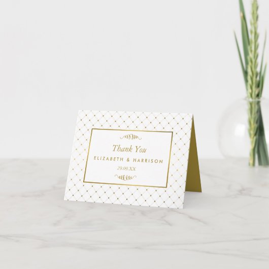 Moderne Hochzeit von White & Gold Foil Dankeskarte (Vorderseite)