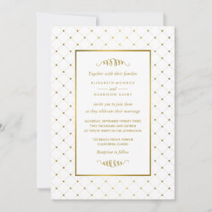 Moderne Hochzeit von White & Gold Foil Einladung
