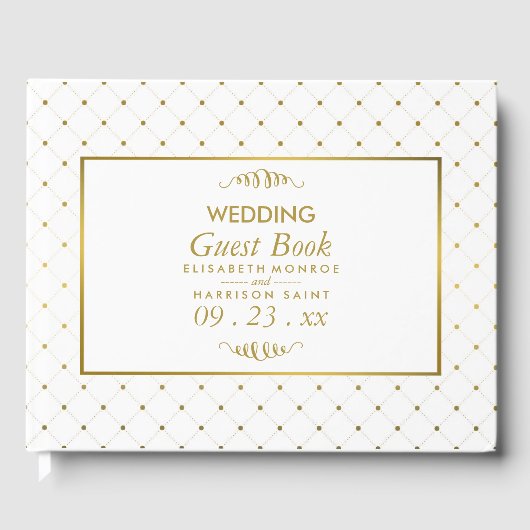 Moderne Hochzeit von White & Gold Foil Gästebuch (Vorderseite)