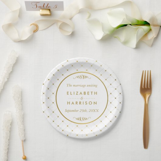 Moderne Hochzeit von White & Gold Foil Pappteller (Hochzeit)