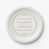 Moderne Hochzeit von White & Gold Foil Pappteller (Vorderseite)