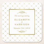 Moderne Hochzeit von White & Gold Foil Rechteckiger Pappuntersetzer (Vorderseite)
