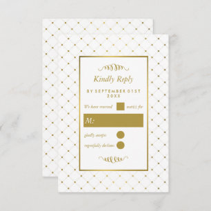 Moderne Hochzeit von White & Gold Foil RSVP Karte