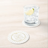 Moderne Hochzeit von White & Gold Foil Runder Pappuntersetzer (Vor Ort)