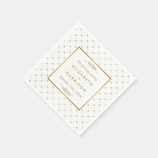 Moderne Hochzeit von White & Gold Foil Serviette (Ecke)