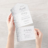 Moderne Hochzeit von White Gray Silver Glitzer All In One Einladung (Abreißen)