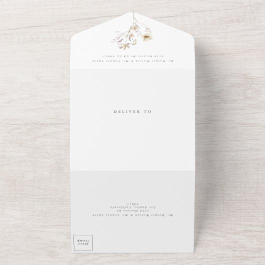 Moderne Hochzeit von Wildblume-Pampas-Hochzeit mit All In One Einladung (Außenbereich)