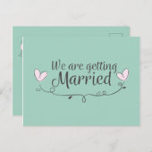 Moderne Hochzeit wir werden heiraten Doodle Ankündigungspostkarte (Vorne/Hinten)