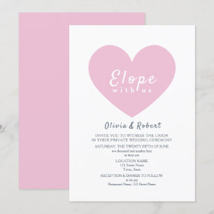 Moderne Hochzeit zur Flucht mit Rosa Herz Einladung