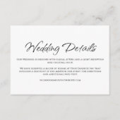 Moderne Hochzeitdetails Einfache Typografie Begleitkarte (Vorderseite)