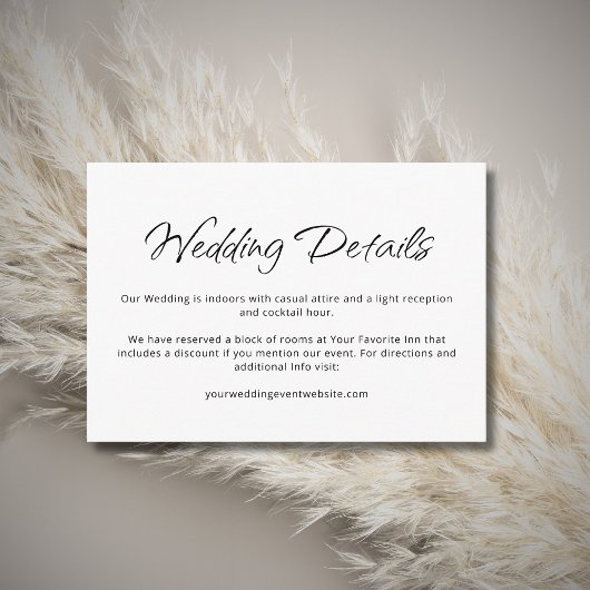 Moderne Hochzeitdetails Einfaches Boho Begleitkarte