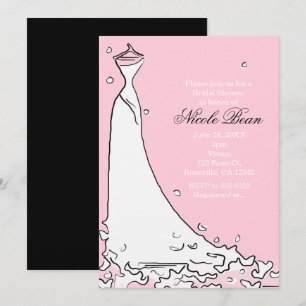 Moderne Hochzeitdusche Rosa & Schwarz Chic Einladu Einladung