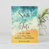 Moderne Hochzeiten am Sommerstrand Save the Date (Stehend Vorderseite)