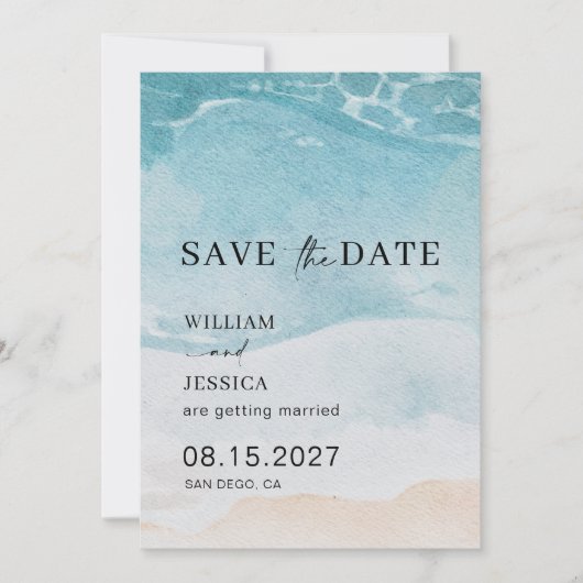 Moderne Hochzeiten am Sommerstrand Save the Date (Vorderseite)