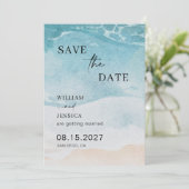 Moderne Hochzeiten am Sommerstrand Save the Date (Stehend Vorderseite)