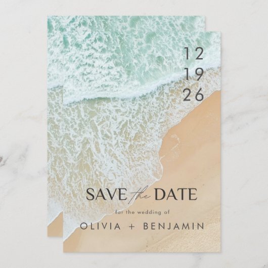 Moderne Hochzeiten am Sommerstrand Save the Date Einladung (Vorne/Hinten)