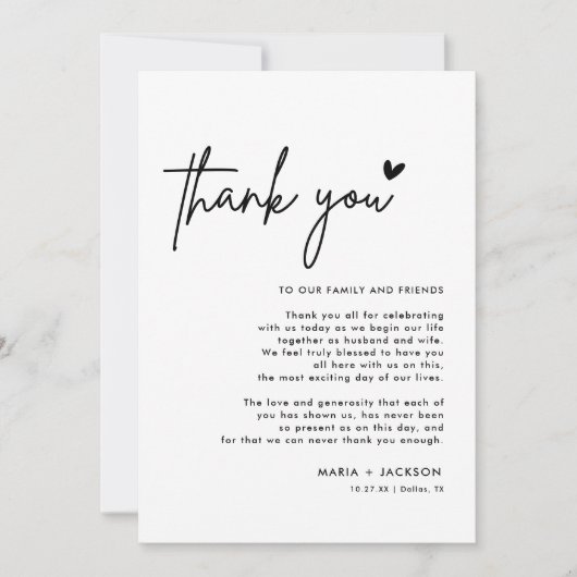 Moderne Hochzeiten bedanken sich für Menükarten (Vorderseite)