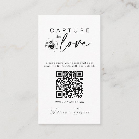 Moderne Hochzeiten erfassen den QR-Code der Liebe Begleitkarte (Vorderseite)
