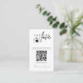 Moderne Hochzeiten erfassen den QR-Code der Liebe Begleitkarte (Stehend Vorderseite)
