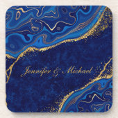 Moderne Hochzeiten Gold und Blau Eleganter Individ Getränkeuntersetzer (Vorderseite)