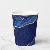 Moderne Hochzeiten Gold und Blau Eleganter Individ Pappbecher (Rückseite)