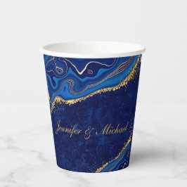 Moderne Hochzeiten Gold und Blau Eleganter Individ Pappbecher