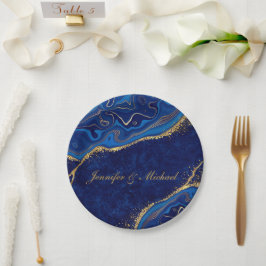 Moderne Hochzeiten Gold und Blau Eleganter Individ Pappteller