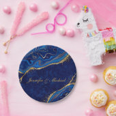 Moderne Hochzeiten Gold und Blau Eleganter Individ Pappteller (Party)