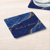 Moderne Hochzeiten Gold und Blau Eleganter Individ Rechteckiger Pappuntersetzer (angewinkelt)