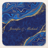 Moderne Hochzeiten Gold und Blau Eleganter Individ Rechteckiger Pappuntersetzer (Vorderseite)