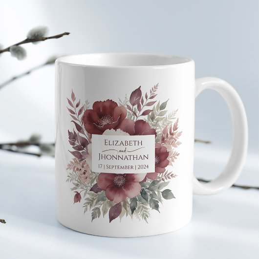 Moderne Hochzeiten im Burgund mit floralen Wasserf Kaffeetasse