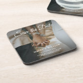 Moderne Hochzeiten im Foto sichern das Datum Elega Getränkeuntersetzer (Linke Seite)