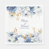 Moderne Hochzeiten in Blau und Gold Serviette (Vorderseite)