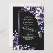 Moderne Hochzeiten in einer Lila Blumen Einladung (Vorderseite)