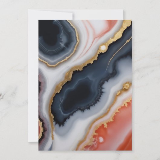 Moderne Hochzeiten in Navy Blue und Orange Agate Einladung (Rückseite)