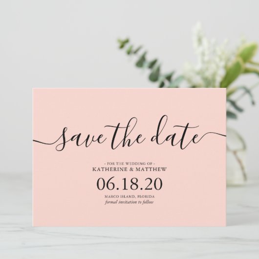 Moderne Hochzeiten in Rosa speichern die Datumskar Save The Date (Stehend Vorderseite)