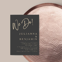 Moderne Hochzeiten in Schwarz-Beige-Schiefergestei Einladung