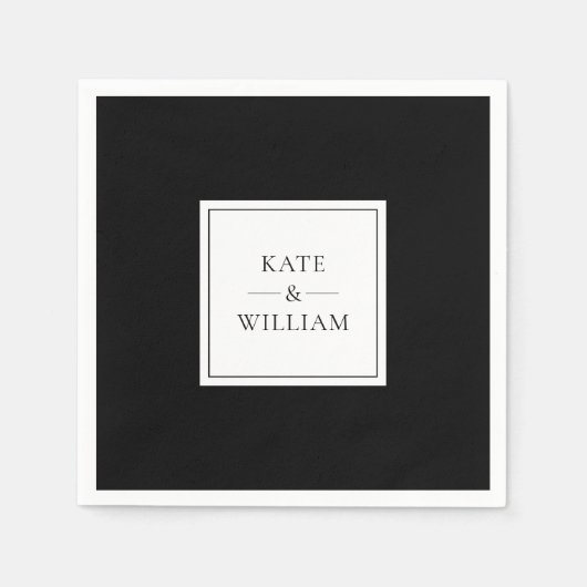 Moderne Hochzeiten in Schwarz und Weiß Serviette (Vorderseite)