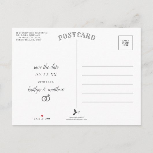 Moderne Hochzeiten kostenlos anschieben - Das Datu Ankündigungspostkarte (Rückseite)