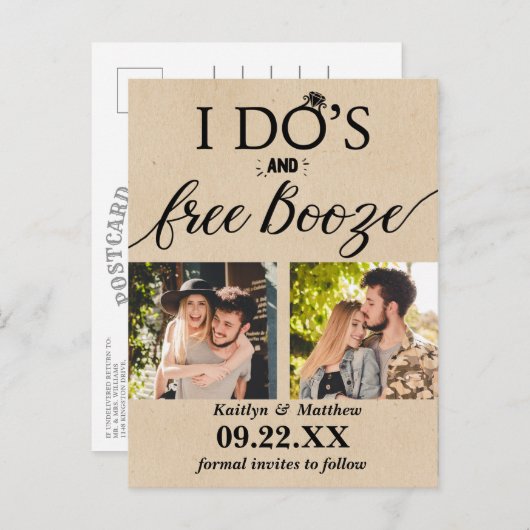 Moderne Hochzeiten kostenlos anschieben - Das Datu Ankündigungspostkarte (Vorne/Hinten)