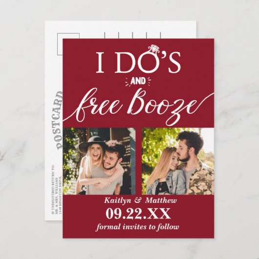 Moderne Hochzeiten kostenlos anschieben - Das Datu Ankündigungspostkarte (Vorne/Hinten)