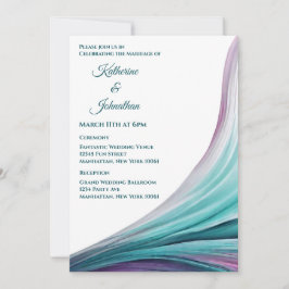 Moderne Hochzeiten Lila und Aquamarin Einladung