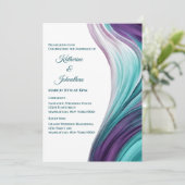 Moderne Hochzeiten Lila und Aquamarin Einladung (Stehend Vorderseite)