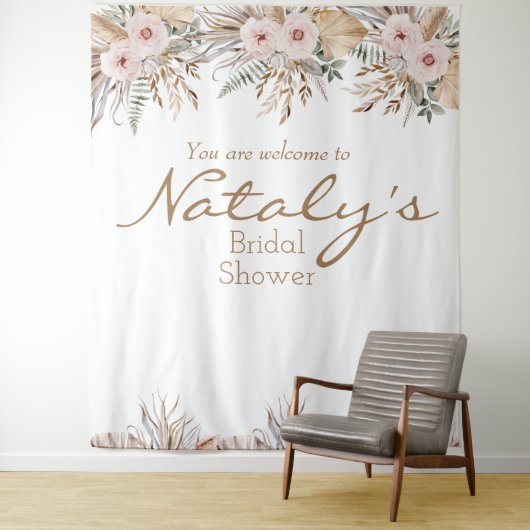 Moderne Hochzeiten mit Blumenpampas Brautparty Wandteppich (Beispiel)