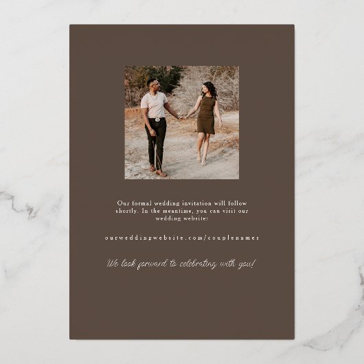 Moderne Hochzeiten mit Gold Foil retten das Datum Folieneinladung (Rückseite)