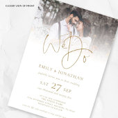 Moderne Hochzeiten mit Gold Text QR Code Foto Einladung