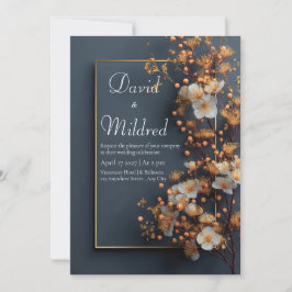 Moderne Hochzeiten mit Gold und Blumen Einladung