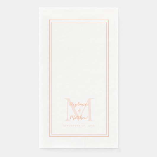 Moderne Hochzeiten Mit Monogramm Namen Datum Pfirs Serviette (Vorderseite)