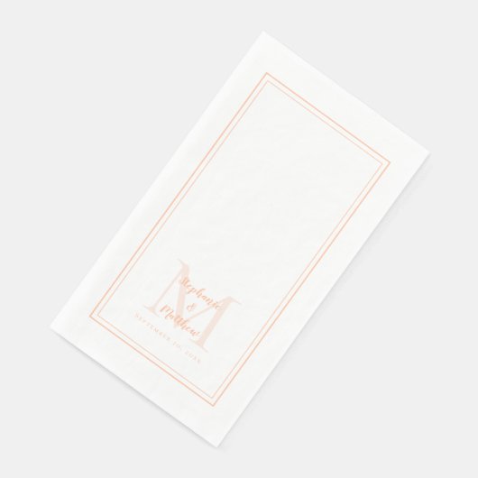 Moderne Hochzeiten Mit Monogramm Namen Datum Pfirs Serviette (Ecke)